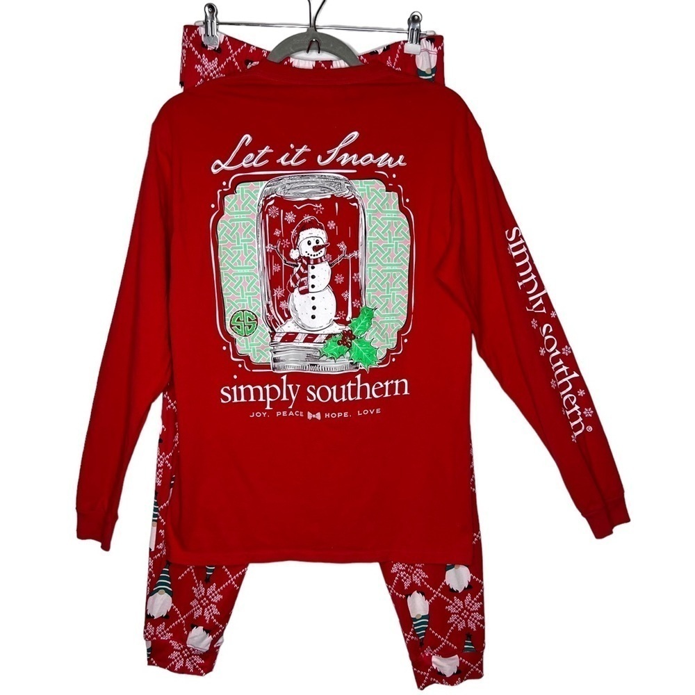 Simply Southern Snowman Long Sleeve Sleep Shirt Secret Treasured Pants Size M S